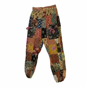 Bohemian Patchwork Elastic Waist Pants - Multicolor